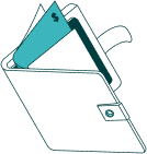 Wallet with money inside graphic illustration