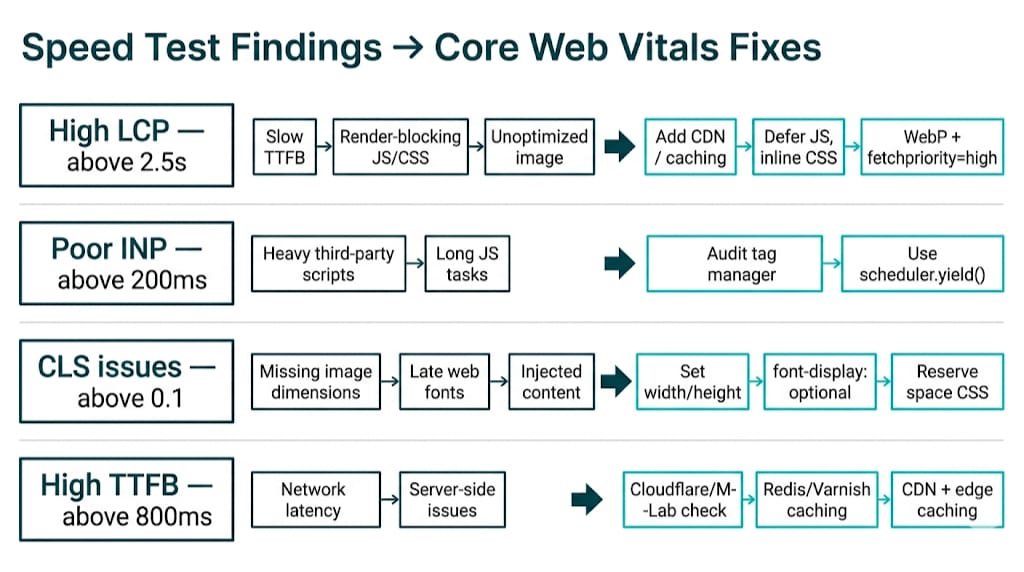 Speed Test Results to Core Web Vitals