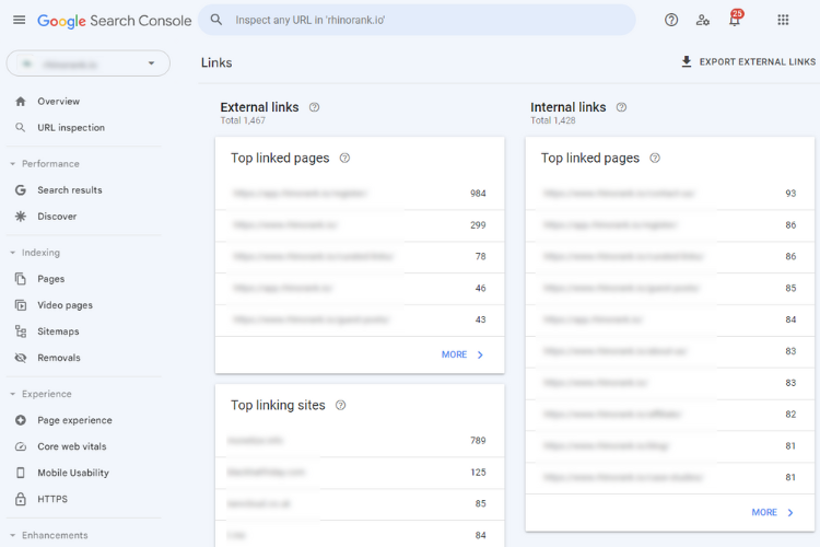 Check backlinks with Google Search Console